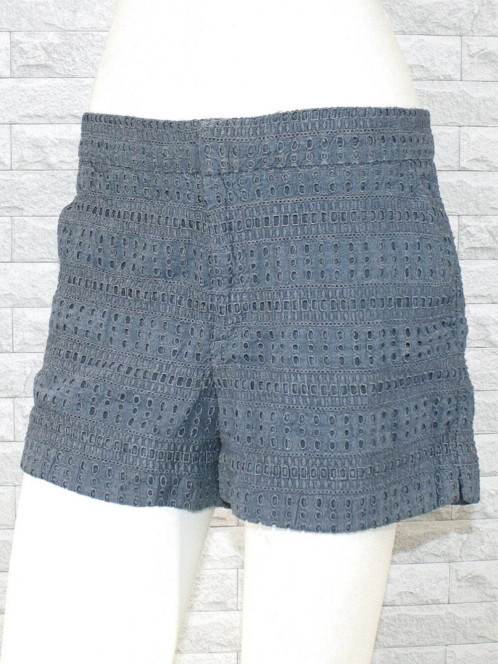 GAP Shorts Eyelet Lace Chambray Coastal Cowgirl Girlycore Cut Out Blue Grey 8